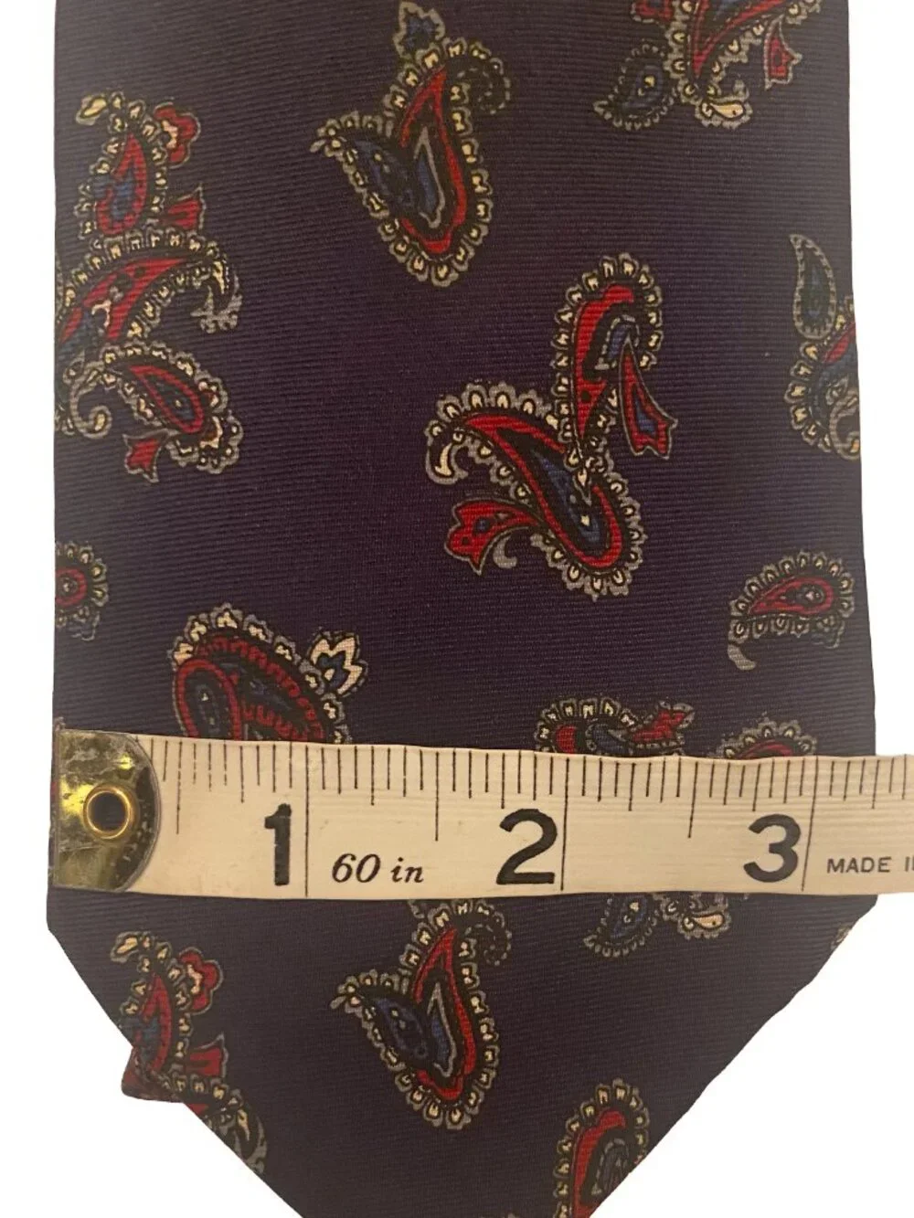 Christian Dior Classic Paisley Men's Tie in Navy Blue and Red Business Preppy